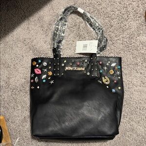 Betsey Johnson Black Tote with Colorful Embellishments